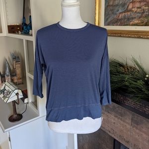 Three Dots Women's XS Steel Blue 3/4 Loose Fit Athletic Top 64